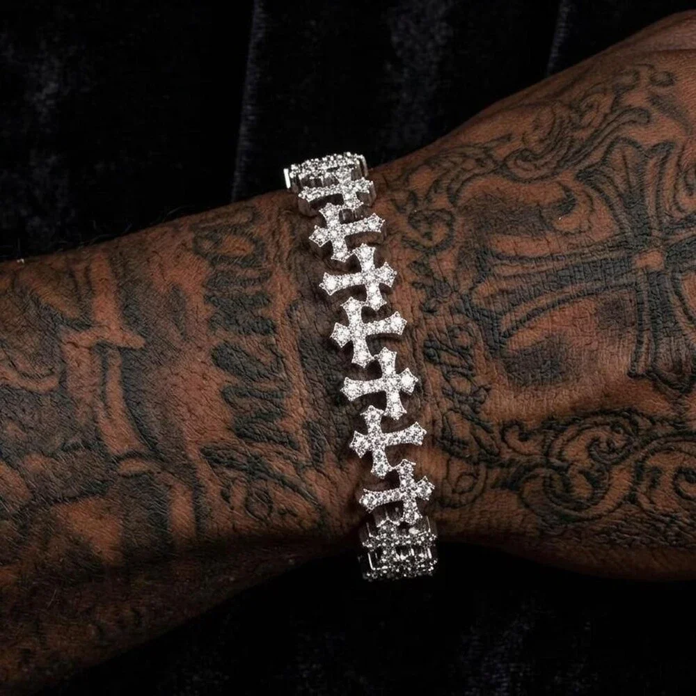 Cross Bracelet Cz 8 Inch